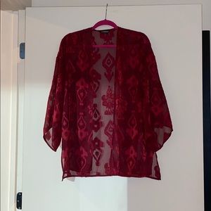 Burgundy Aztec print sheet duster